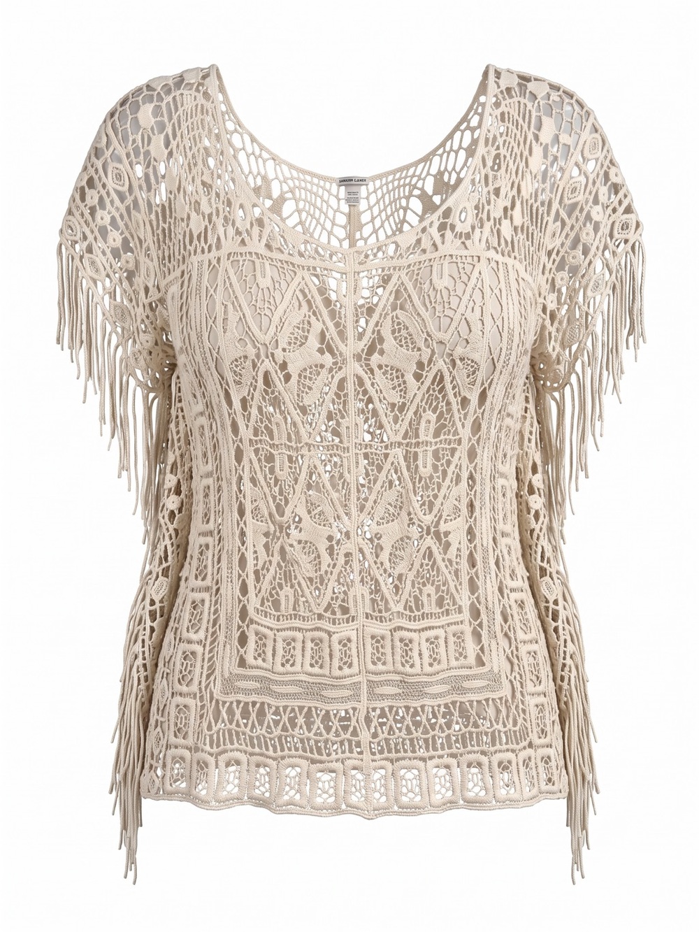 Crochet Fringe Tunic Top in Cream